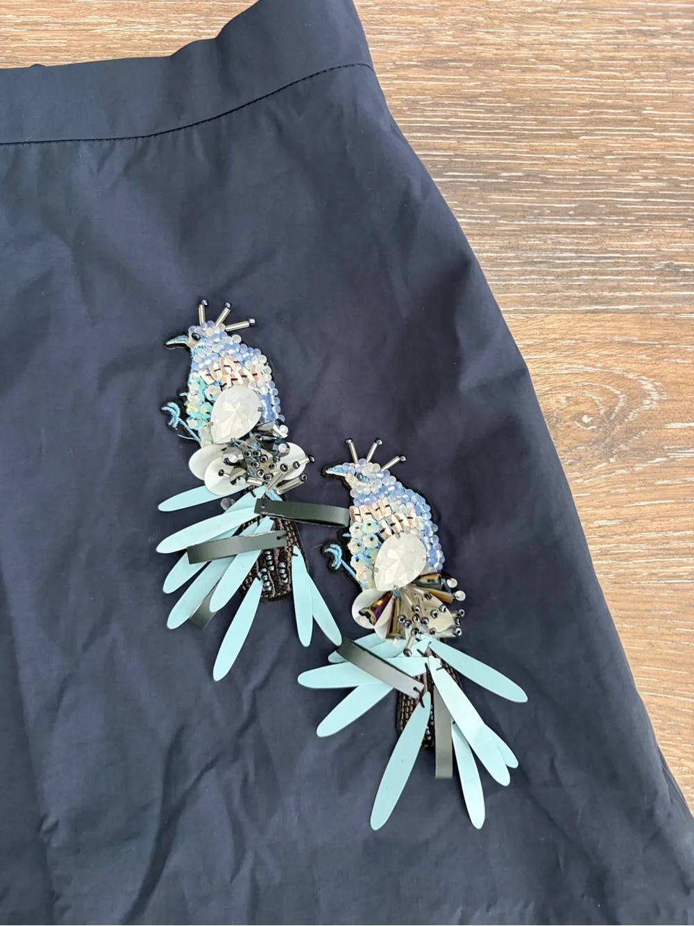 NWOT Anthropologie Love Birds Embellished A-Line Skirt Mignon Doo M Z345-25